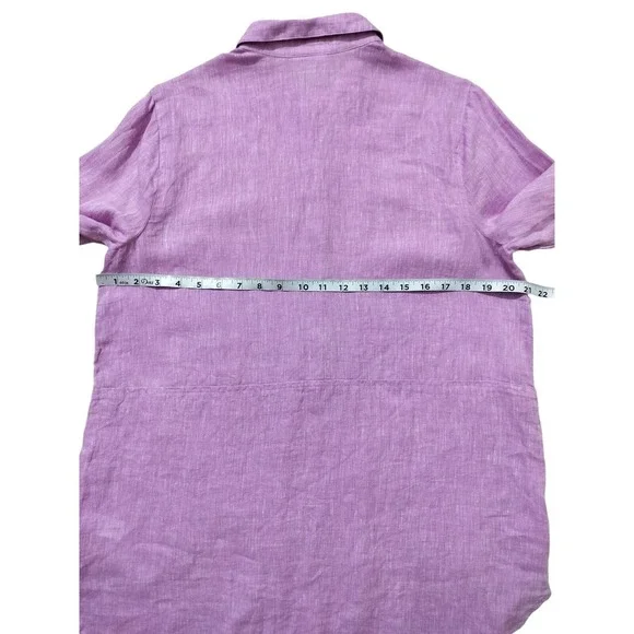 J.Jill Women's Love Linen‎ Tunic Blouse Light Purple Long Sleeve Top Size M - Picture 10 of 12